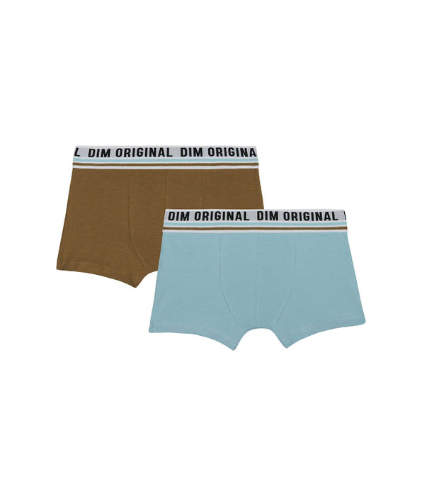 DIM Set van 2 DIM Originals Blauw Bruin Retro Riem Stretch Katoenen Boxershorts