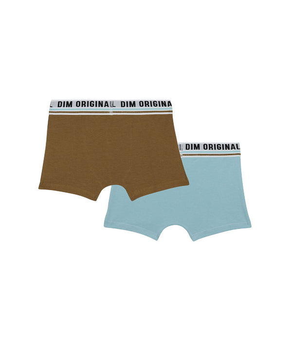 DIM Set van 2 DIM Originals Blauw Bruin Retro Riem Stretch Katoenen Boxershorts