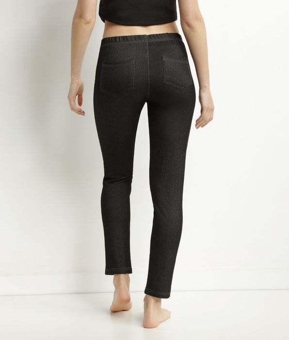 DIM Zwarte denim legging met zakken voor dames Dim Relax & Go