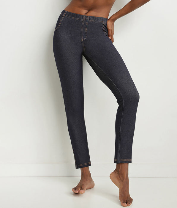 DIM Dames legging in marineblauw denim met zakken Dim Relax & Go