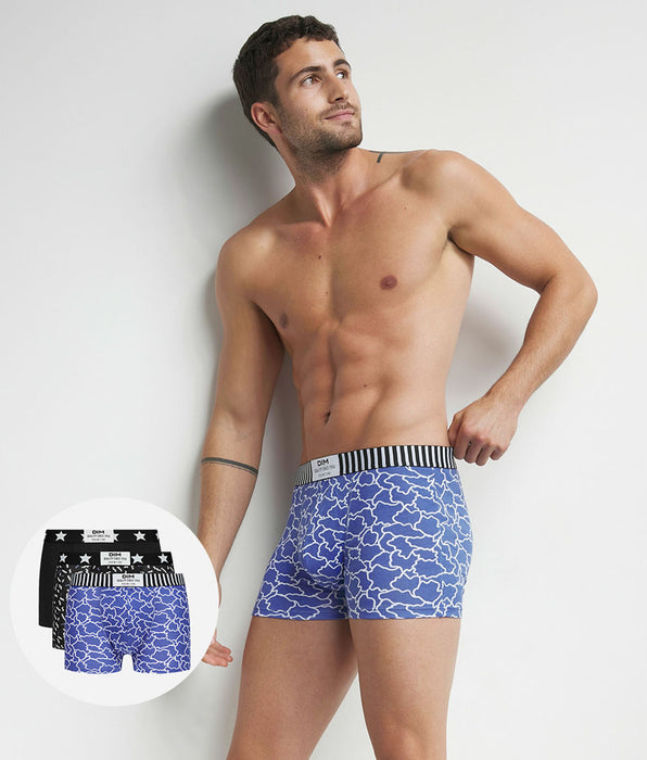 DIM Set van 3 Heren Blauw Zwarte Wolken Boxershorts Dim Vibes