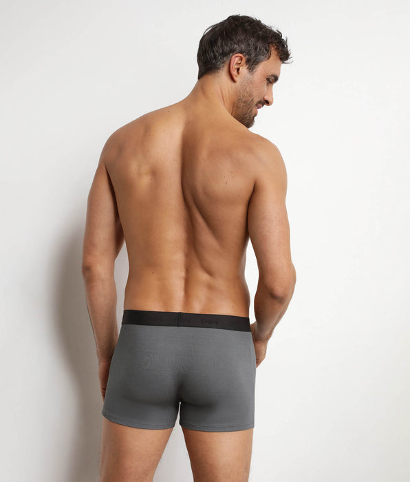 DIM Mannenboxershort staalgrijs geribbeld katoen-modal Dim Elegant