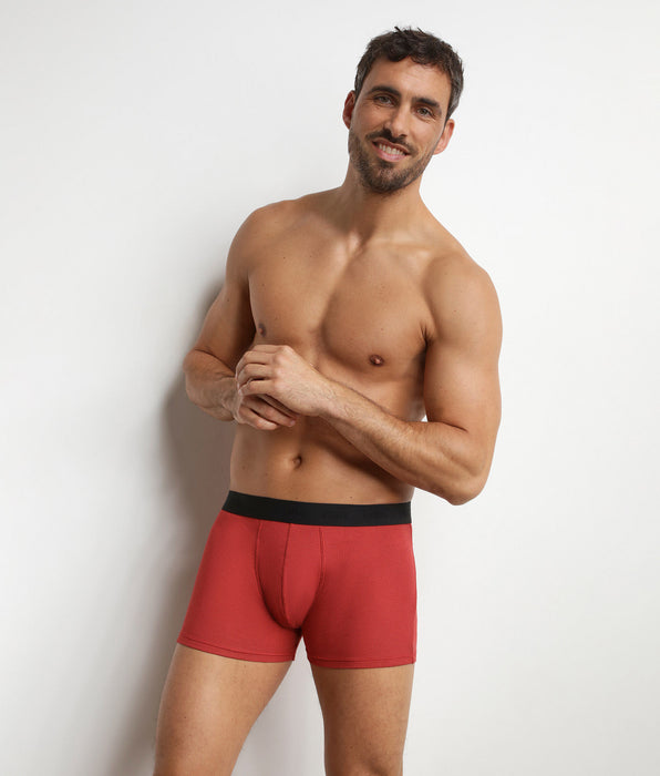 DIM Boxer homme en coton modal côtelé Rouge Dim Élégant
