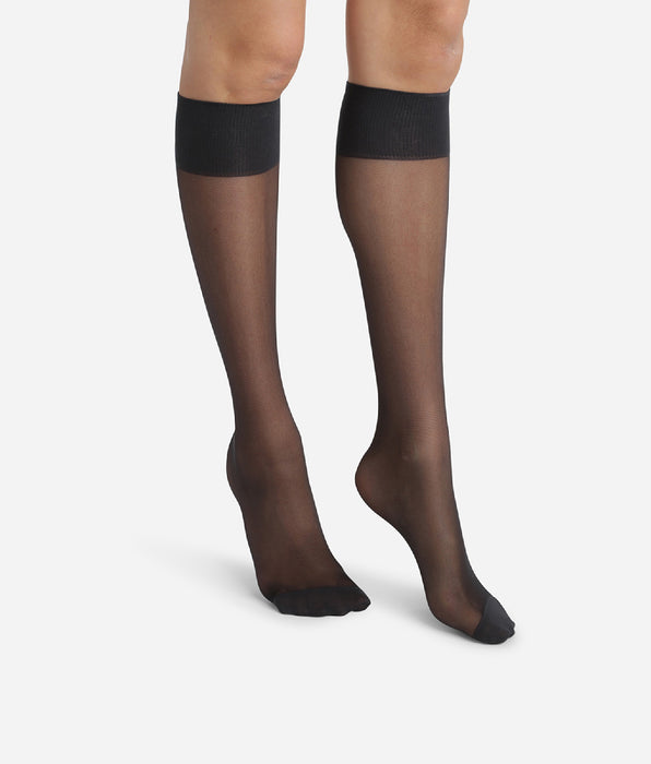 DIM Set van 2 paar Ultra Resist zwarte verstevigde Lycra voile kousen