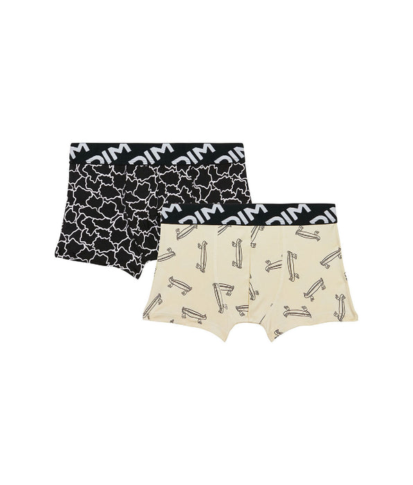 DIM Lot de 2 boxers garçons en microfibre recyclée motif skate Dim Micro