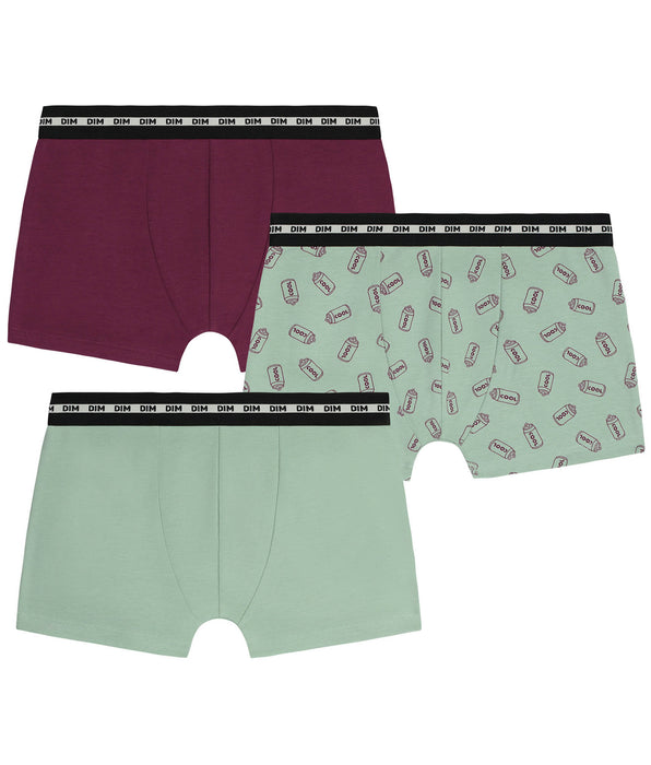 DIM 3-pack stretch katoenen boxershorts voor jongens in een koperkleurig patroon van EcoDim Mode