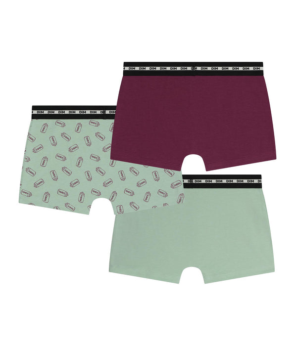 DIM 3-pack stretch katoenen boxershorts voor jongens in een koperkleurig patroon van EcoDim Mode