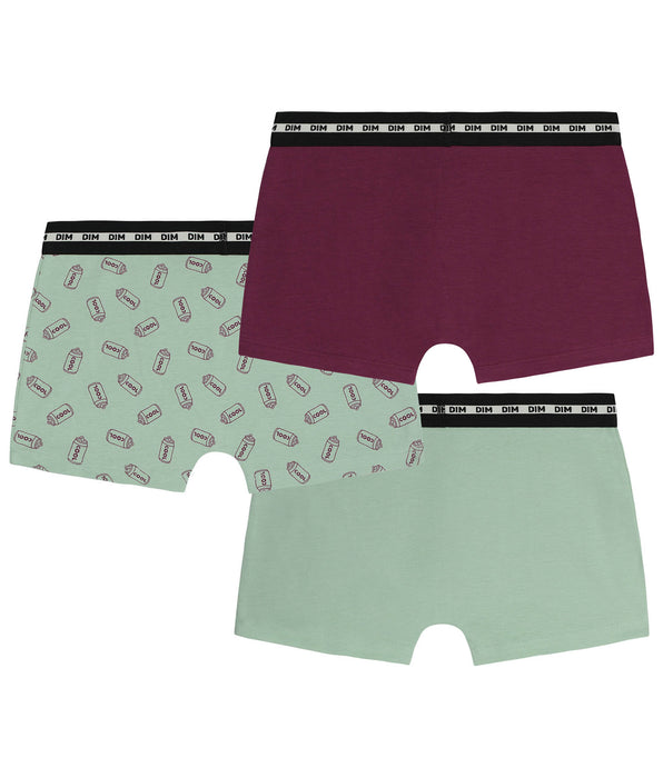 DIM 3-pack stretch katoenen boxershorts voor jongens in een koperkleurig patroon van EcoDim Mode