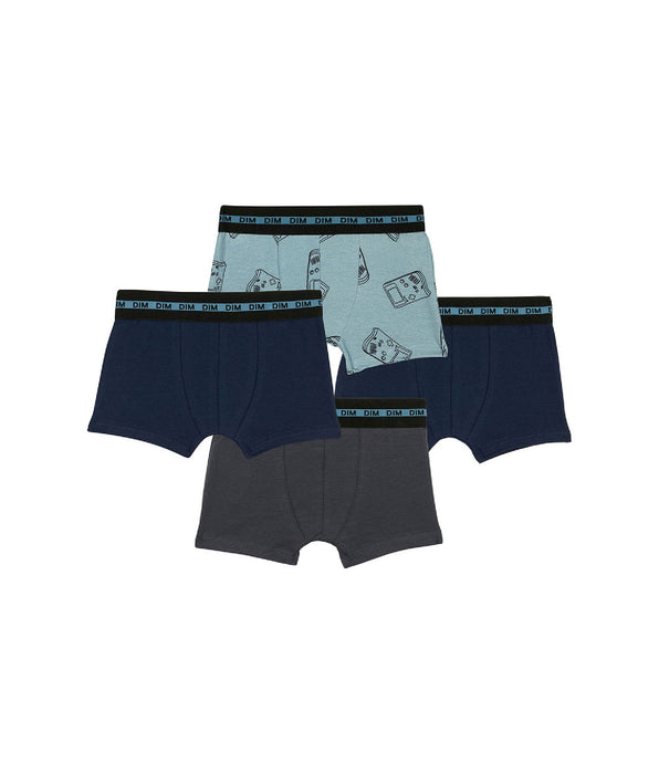DIM Lot de 4 boxers garçon coton stretch motif gameboy Bleu EcoDim Mode
