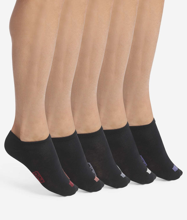 DIM Lot de 5 paires de socquettes homme en coton Noir à vignettes EcoDim