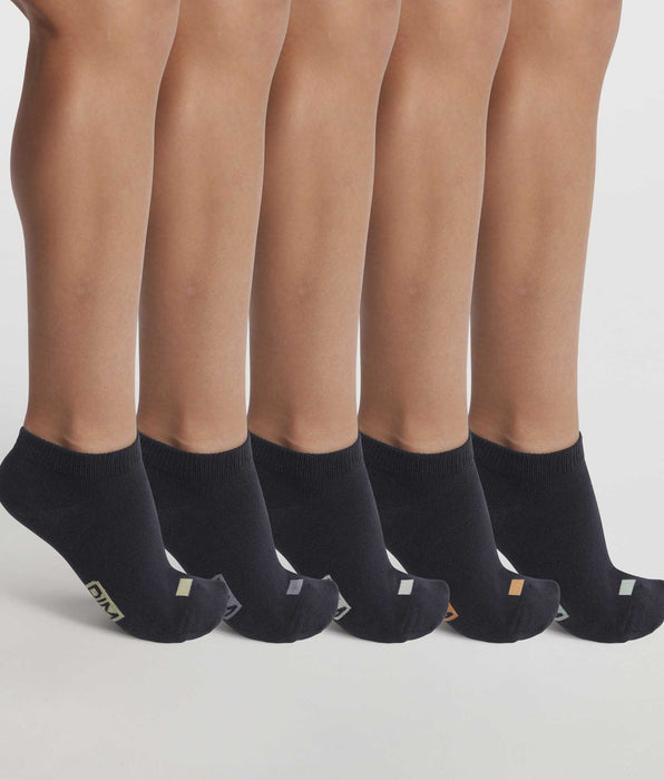 DIM Lot de 5 paires de socquettes unisexes coton Marine à vignettes EcoDim