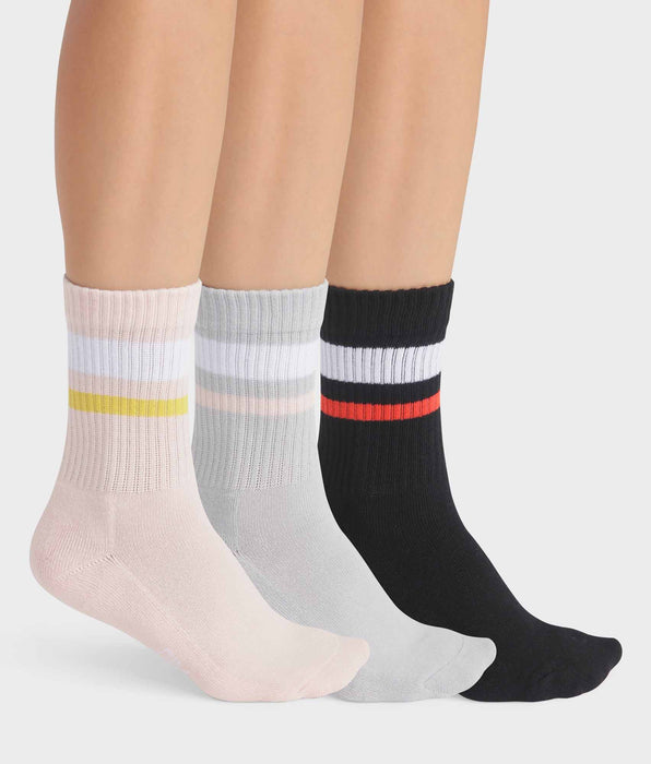 DIM Set van 3 paar katoenen dames kousen Roze Grijs EcoDim Sport