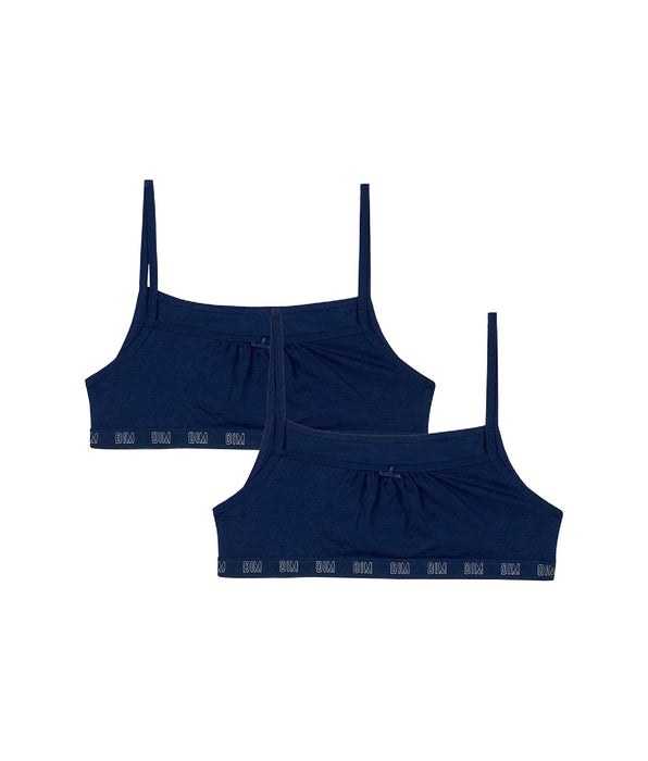 DIM Lot de 2 brassières fille en coton bio Bleu Marine Dim Skin Care