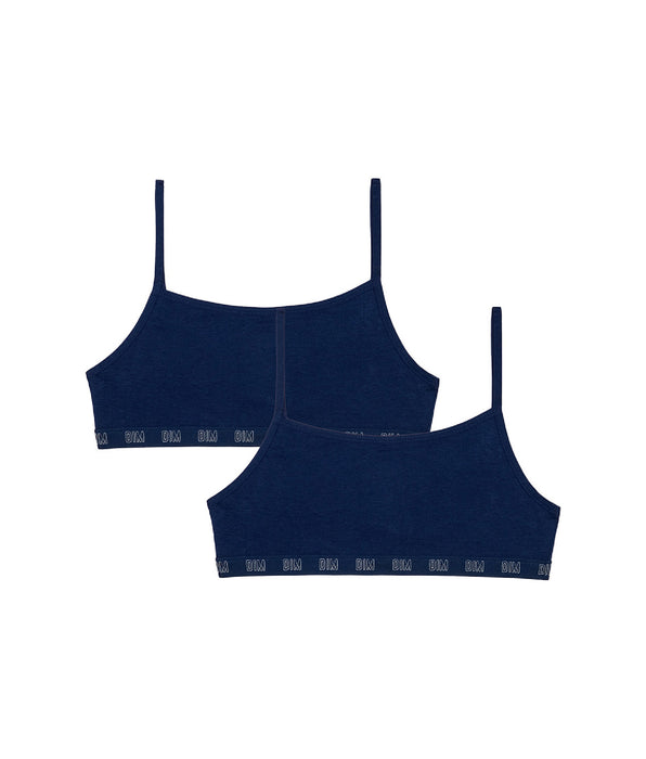 DIM Lot de 2 brassières fille en coton bio Bleu Marine Dim Skin Care