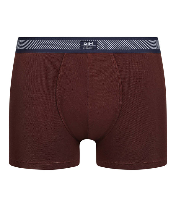 DIM Heren boxershort van piqué modaal katoen met wijnrood gestreepte tailleband DIM Smart