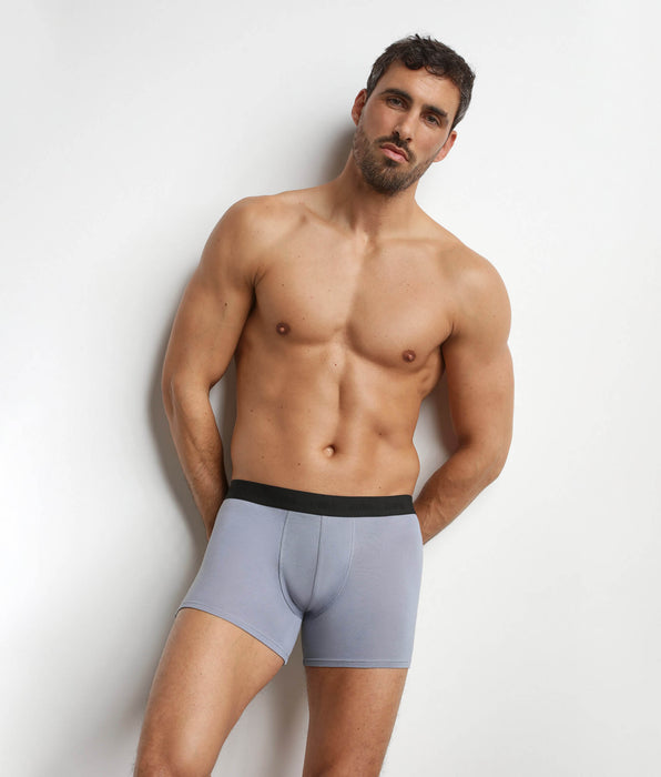 DIM Dim Smart Poeder Grijze Katoen Modal Piqué Boxer Brief voor Mannen
