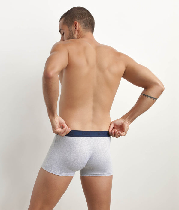 DIM Heren stretch katoenen boxershort met contrasterende tailleband DIM Fancy Grey