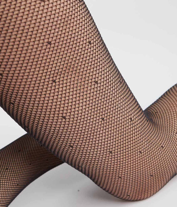 DIM Panty's in voile en stippen met sexy inkeping Zwarte DIM Style