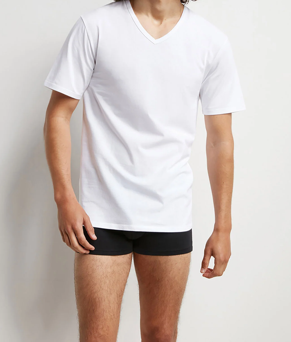 DIM Set van 2 Activewear witte katoenen V-hals thermoregulerende T-shirts voor Heren