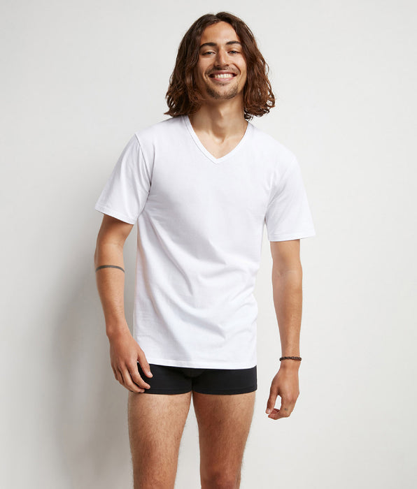 DIM Set van 2 Activewear witte katoenen V-hals thermoregulerende T-shirts voor Heren