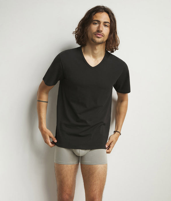 DIM Set van 2 Activewear V-hals thermoregulerende zwarte katoenen T-shirts voor Heren