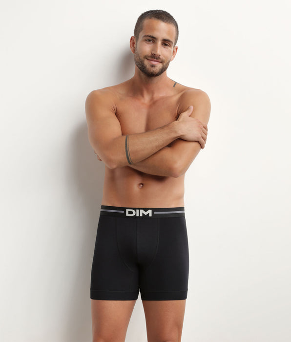 DIM Boxer homme en coton modal à coutures plates Noir Dim Icons Essentiel