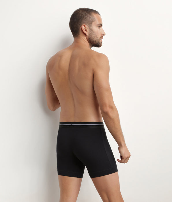 DIM Boxer homme en coton modal à coutures plates Noir Dim Icons Essentiel