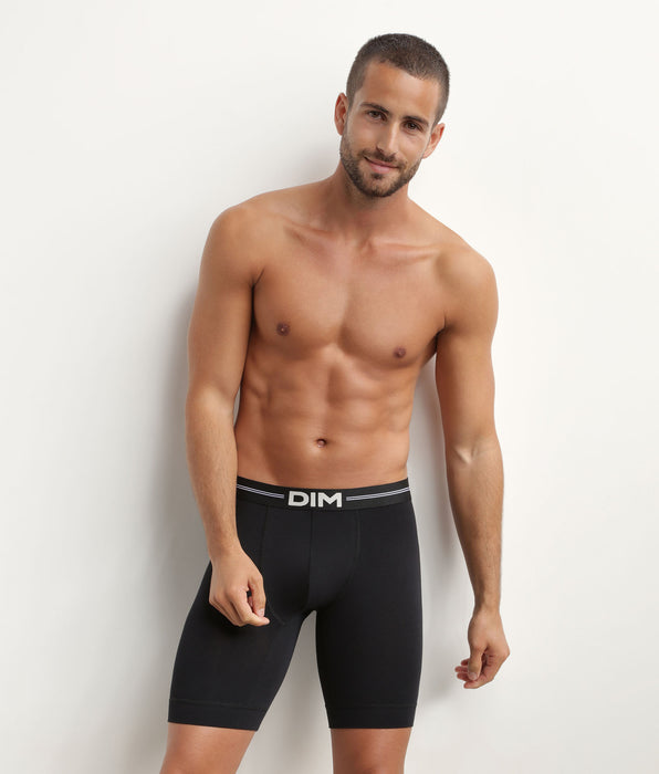 DIM Heren lange boxershort in zwart modaal katoen DIM Icons Essentiel