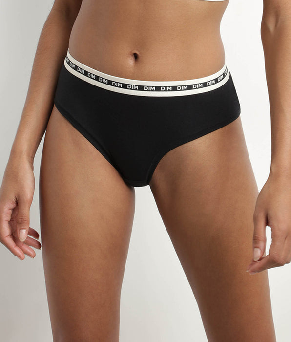 DIM Zwarte modal katoenen shortie met contrasterende tailleband DIM Icons Essentiel voor dames