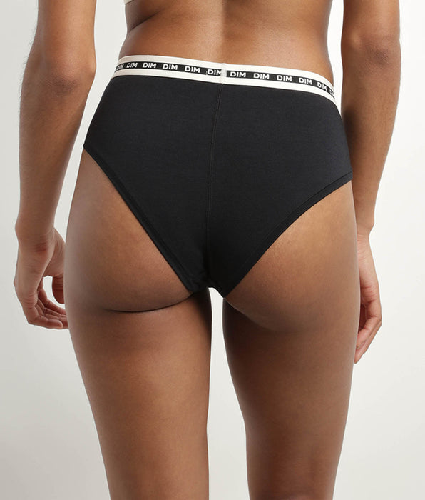 DIM Zwarte modal katoenen shortie met contrasterende tailleband DIM Icons Essentiel voor dames