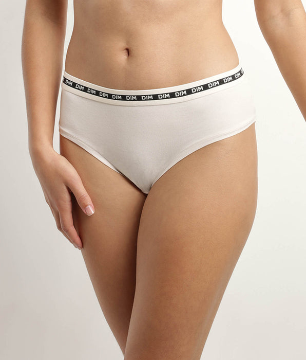 DIM Katoenen modal shortie dames Beige Contrasterende tailleband DIM Icons Essentiel