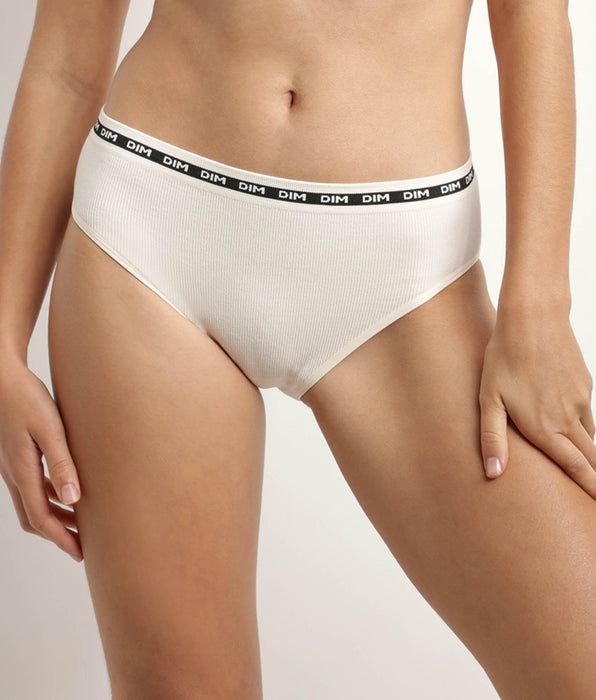 DIM Dames naadloze modal polyamide geribde slip beige DIM Icons Seamless