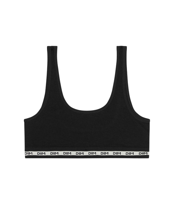 DIM Brassière fille en tissu côtelé Noir Dim Icons