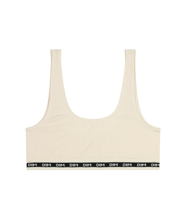 DIM Brassière fille en tissu côtelé Beige Ivoire Dim Icons