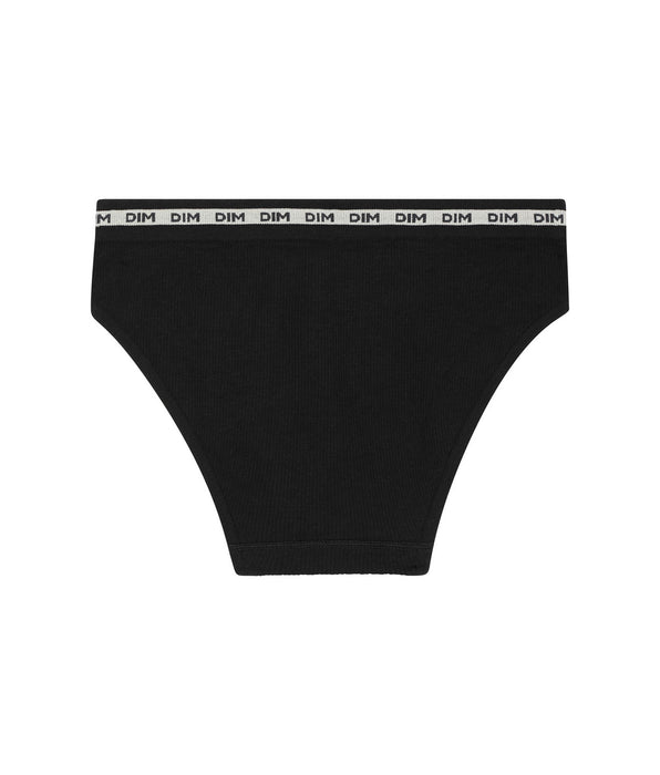 DIM Meisjesslip in zwarte ribstof met beige tailleband DIM Icons