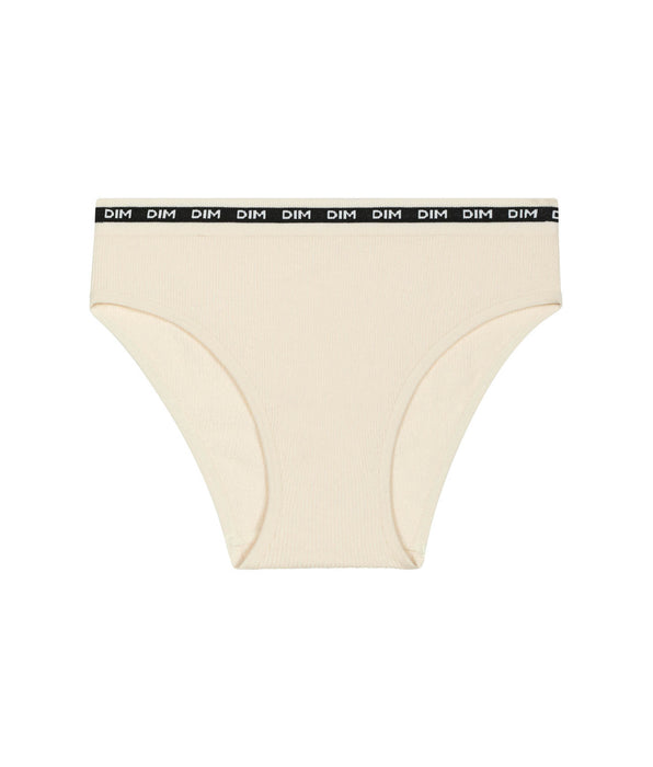 DIM Slip pour fille en tissu côtelé Beige à ceinture noire Dim Icons