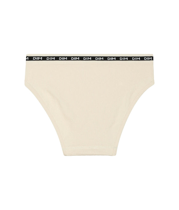 DIM Slip pour fille en tissu côtelé Beige à ceinture noire Dim Icons