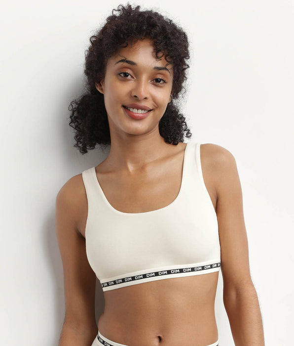 DIM Beige beugel crop top beha in modal polyamide DIM Icons Seamless