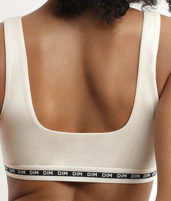 DIM Brassière crop top Beige sans armature en modal polyamide Dim Icons Seamless