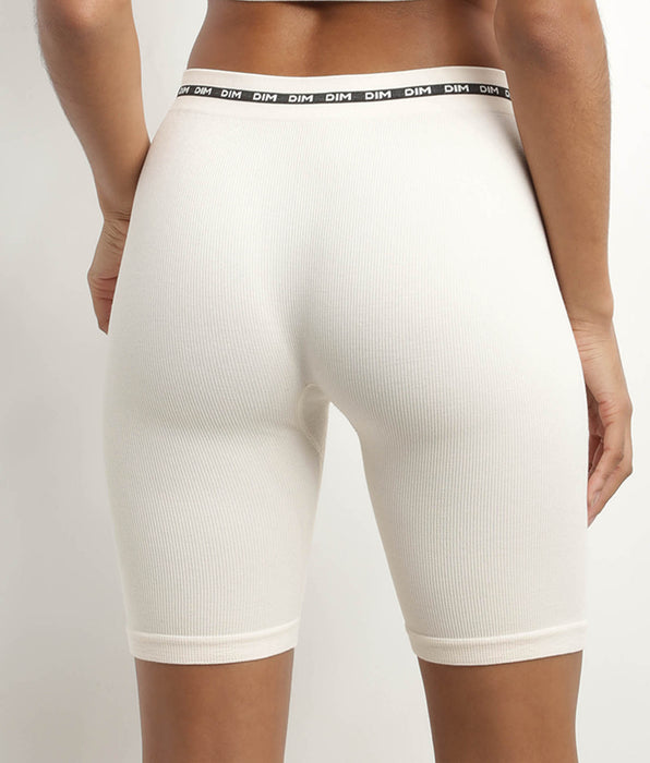 DIM Geribde modal polyamide cyclist Beige Ivory DIM Icons Seamless voor dames