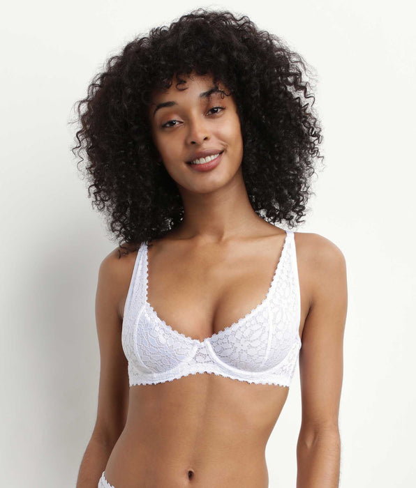 DIM Soutien-gorge à armatures en dentelle florale Blanc Daily Dentelle