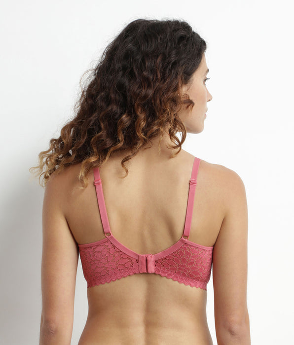 DIM Soutien-gorge triangle sans armature dentelle florale Rose Daily Dentelle