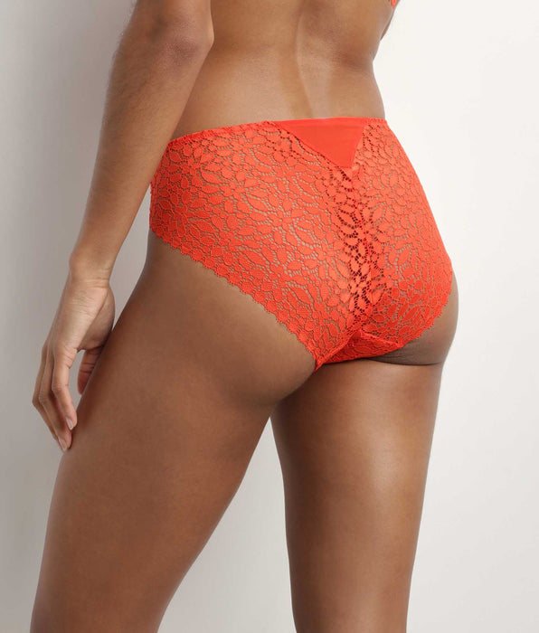 DIM Red Fire Daily Dentelle bloemen opengewerkte slip