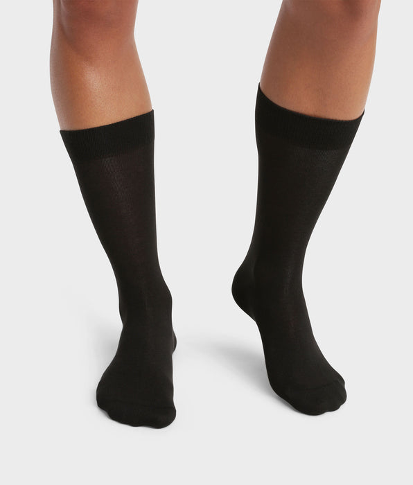 DIM Lot de 2 paires de chaussettes homme en coton bio Noir Dim Good