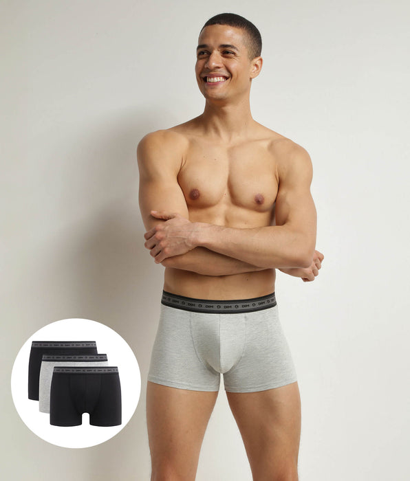 DIM Set van 3 boxershorts van biologisch katoen voor Heren Zwart Grijs DIM Good