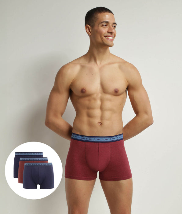 DIM Set van 3 DIM Good boxershorts van biologisch katoen Blauw Rood Denim