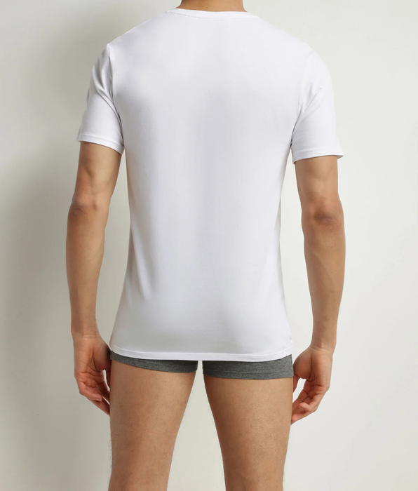 DIM Lot de 2 t-shirts homme en coton bio Blanc à col V Dim Good