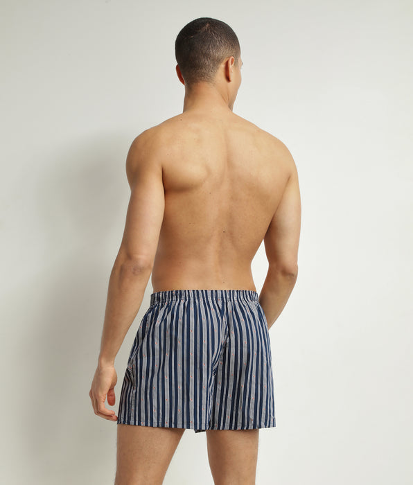DIM Set van 2 Indigo gestreepte biokatoenen losse boxershorts DIM Good