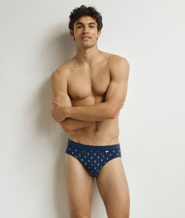 DIM Herenslip Zwart met klassiek katoenen druppelpatroon