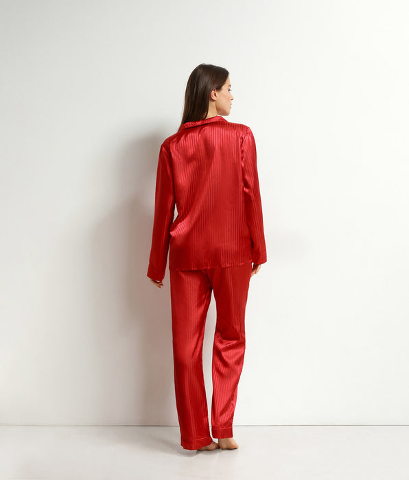 DIM Rood satijnen dames pyjamaset Dim Don't Disturb